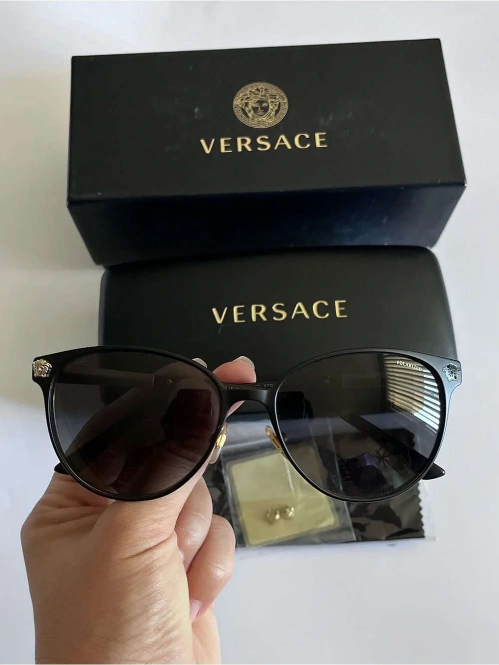 Versace Women's Black Polarized Sunglasses